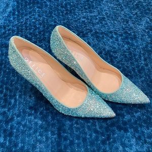 Women Sparkling glittery mint blue/turquoise heels